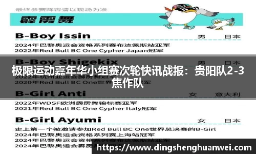 极限运动嘉年华小组赛次轮快讯战报：贵阳队2-3焦作队